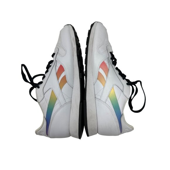 Reebok Classic Pride Edition Sneakers White W/ Rainbow Stripes Men's Size 8 - Picture 12 of 14